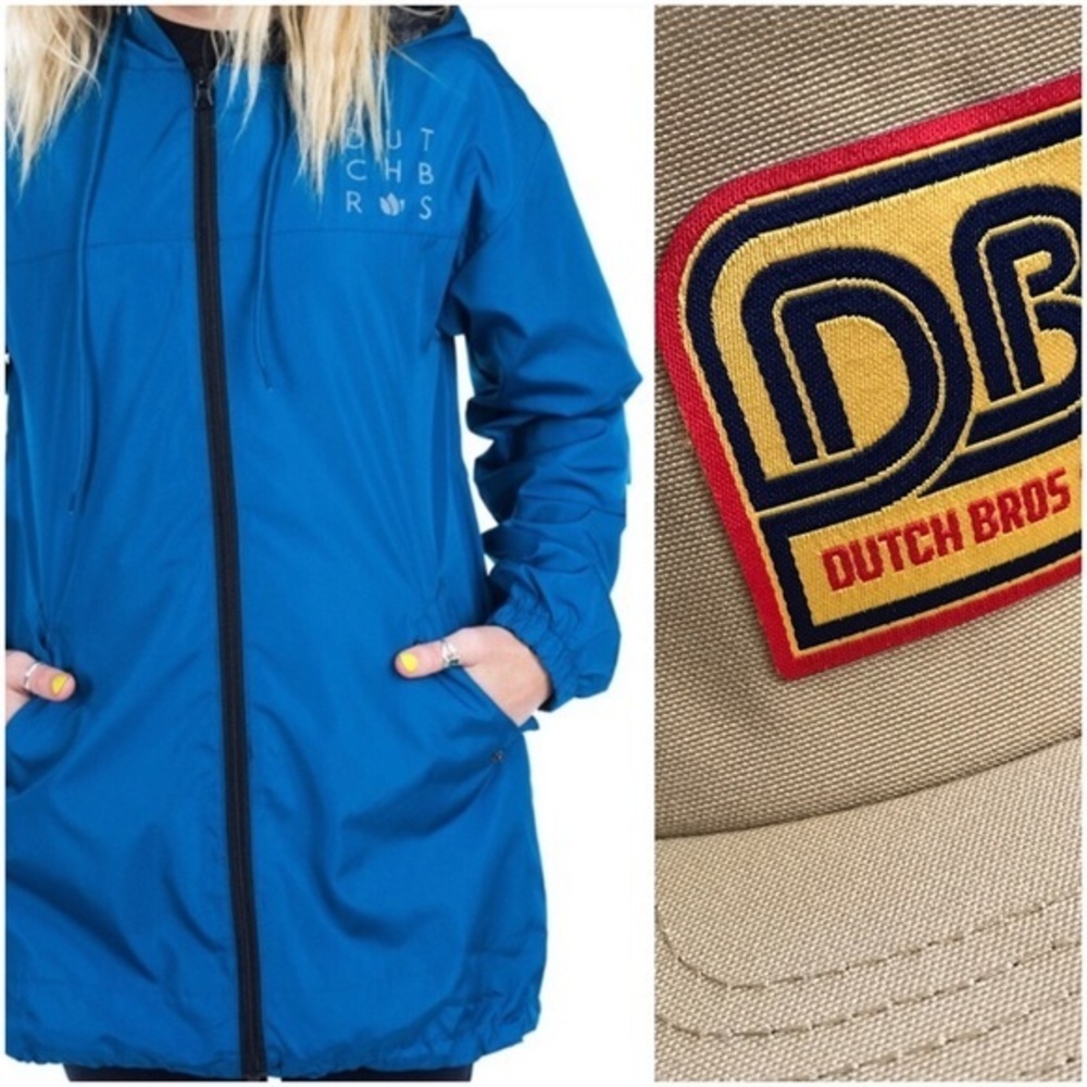 DUTCH BROS // Reversible hooded zip up windbreaker women’s size M